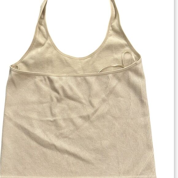BP Beige Ribbed Halter Top Size Medium Large - Picture 2 of 8